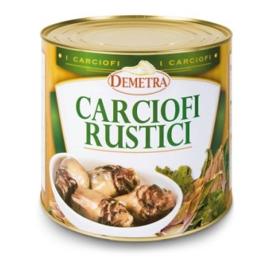 Artišokų keptos šerdys RUSTICI aliejuje, DEMETRA, 2400 g / 1400 g